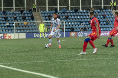 Andorra La Vella, Andorra: 25 Mart 2021: Katar 2022 Dünya Kupası ön eleme karşılaşmasında Sokol Cikalleshi ALB.