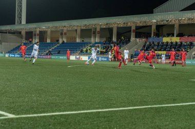 Andorra La Vella, Andorra: 25 Mart 2021: Katar 2022 Dünya Kupası ön eleme maçında Arnavutluk Oyuncuları.