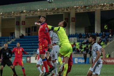 Andorra La Vella, Andorra: 25 Mart 2021: Marc Vales ve Katar 2022 Dünya Kupası eleme karşılaşmasında.