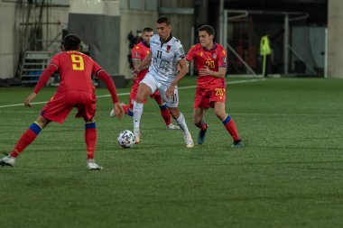 Andorra La Vella, Andorra: 25 Mart 2021: Katar 2022 Dünya Kupası eleme karşılaşmasında Myrto Uzuni ALB.