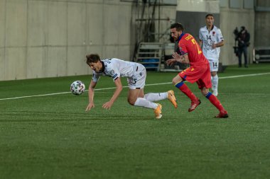 Andorra La Vella, Andorra: 25 Mart 2021: Katar 2022 Dünya Kupası eleme karşılaşmasında Marash Kumbulla ALB.