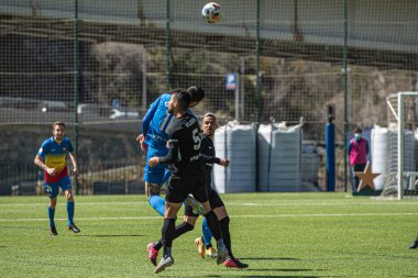 Encamp, Andorra: 2021 Nisan 04: Ruben IBZ, 4 Nisan 2021 tarihinde Andorra 'nın Encamp kentinde bulunan Prada de Moles Stadyumu' nda FC Andorra ve Ibiza arasında oynanan İkinci Lig B maçında oynamaktadır.