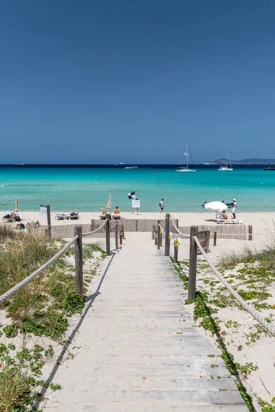 Formentera Španělsko 2021 People Coast Ses Illetes Beach Formentera Balearic — Stock fotografie