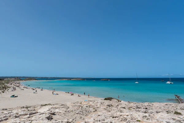 Pláž Ses Illetes Formenteře Baleárské Ostrovy Španělsku — Stock fotografie