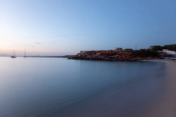 Konec Dne Cala Saona Beach Formentera Španělsko — Stock fotografie