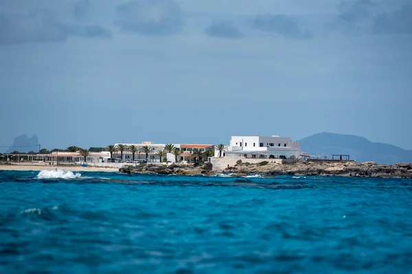 Widok Plażę Pujols Formenterze Latem 2021 Roku — Zdjęcie stockowe