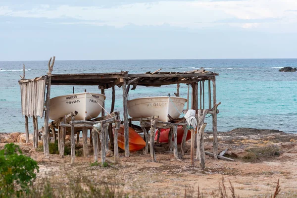 Formentera Spanien 2021 June Boote Strand Von Illetes Auf Formentera — Stockfoto