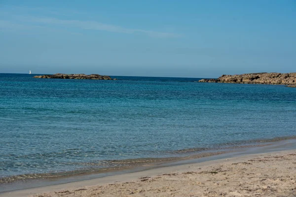 Vacker Strand Med Transparent Vatten Formentera Spanien — Stockfoto