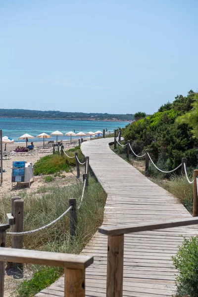 Formentera Španělsko Června 2021 People Migjorn Beach Formentera Spain Times — Stock fotografie