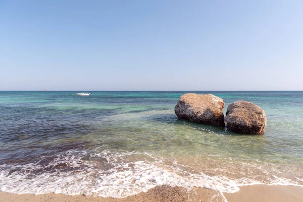 Wunderschönes Türkisfarbenes Wasser Migjorn Strand Auf Formentera Spanien — Stockfoto