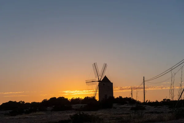 Silhuetter Kvarnen Jeroni Miranda Formentera Spanien — Stockfoto