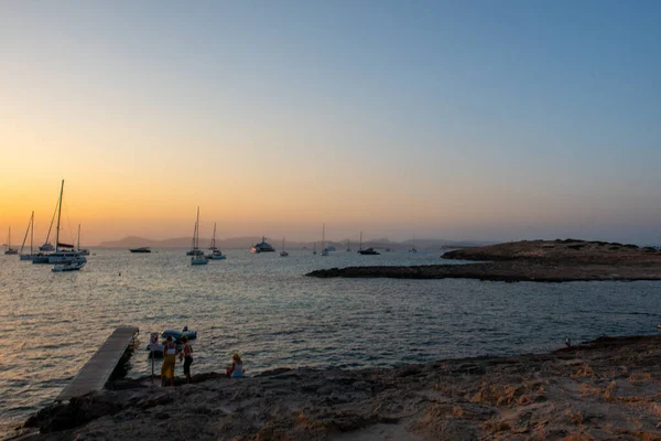 Formentera España 2021 Agosto Observación Puesta Sol Playa Ses Illietes —  Fotos de Stock