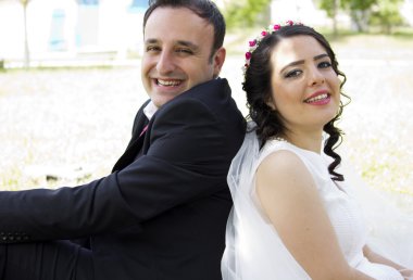 mutlu sadece evli çift portresi