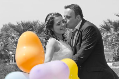 mutlu sadece evli çift portresi