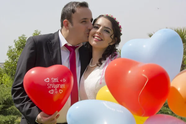 Retrato Casal Feliz Recém Casado — Fotografia de Stock