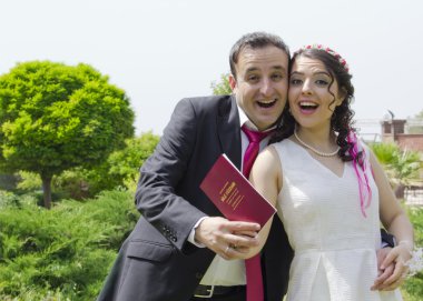 Mutlu evli çiftin portresi 