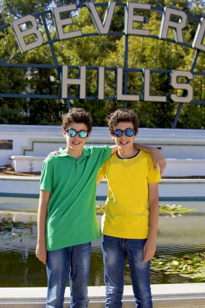 Gêmeos Felizes Los Angeles Califórnia — Fotografia de Stock