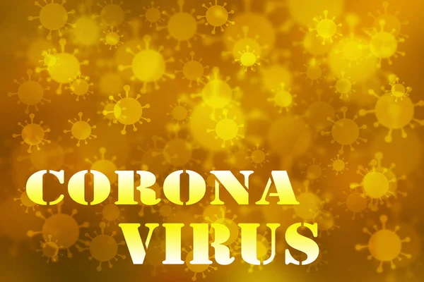 Astratto Modello Oro Sfondo Testo Del Virus Corona — Foto Stock