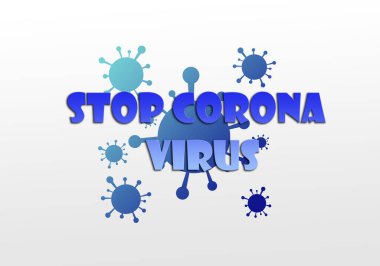 Soyut mavi şekil ve korona virüsü metin arkaplanı