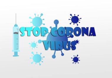 Soyut mavi şekil ve korona virüsü metin arkaplanı