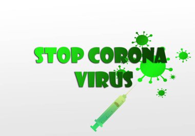 Soyut yeşil şekil ve korona virüsü metin arkaplanı