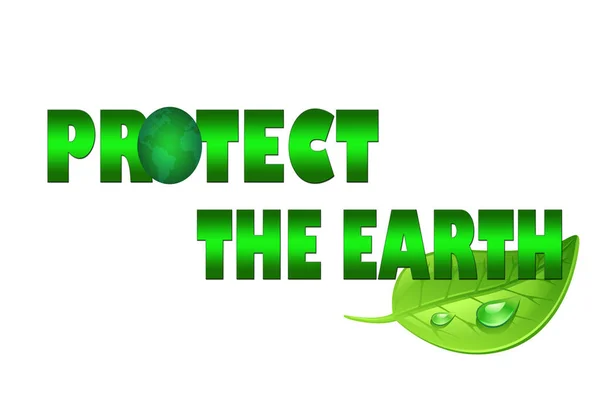 Green Ecology Background Protect Earth Text Leaf — Stock Photo, Image