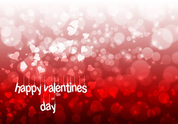 Abstracte Rode Harten Bokeh Achtergrond Met Gelukkige Valentijnsdag Tekst — Stockfoto