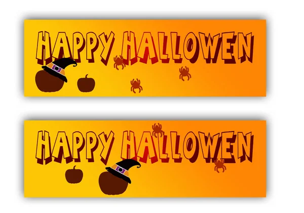 Orangefarbener Halloween Hintergrund Mit Kürbis Spinne Und Text — Stockfoto