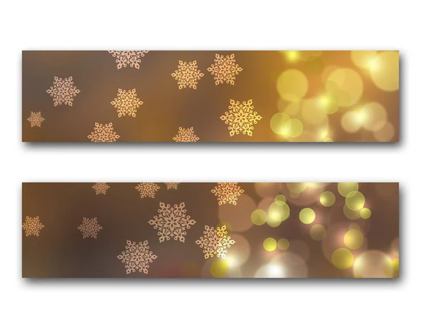 Conjunto Banderas Navidad Abstractas Con Copos Nieve Bokeh — Foto de Stock