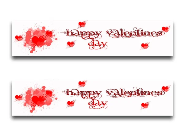 Set Red Valentine Day Banners Hearts Splash — Stock Photo, Image