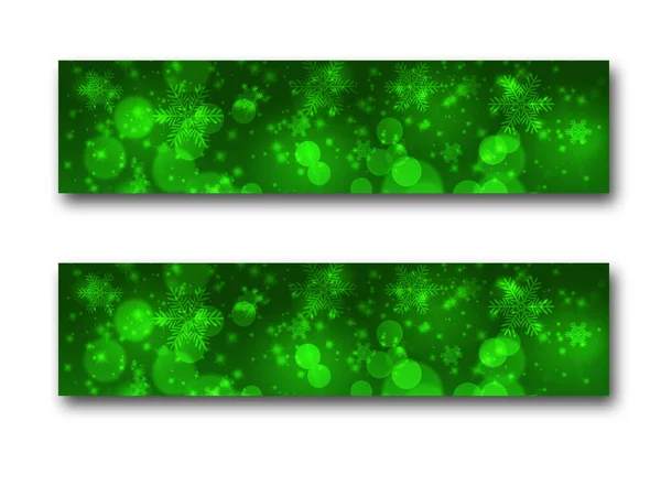 Abstract Green Christmas Background Snowflakes Lights — Stock Photo, Image