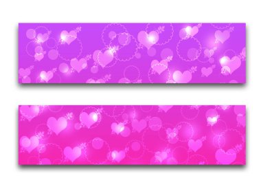 Kalpleri ve daireleri olan soyut pembe pankartlar