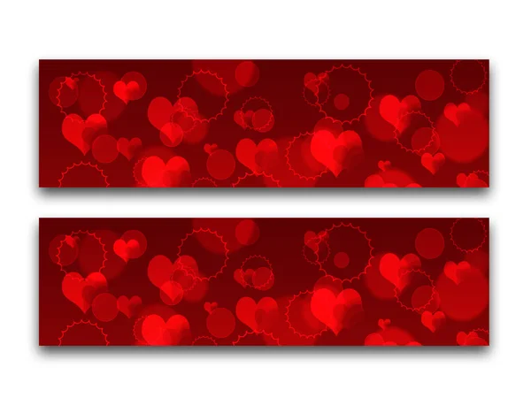 Zestaw Kolorowych Walentynkowych Banerów Sercami Światłami — Zdjęcie stockowe
