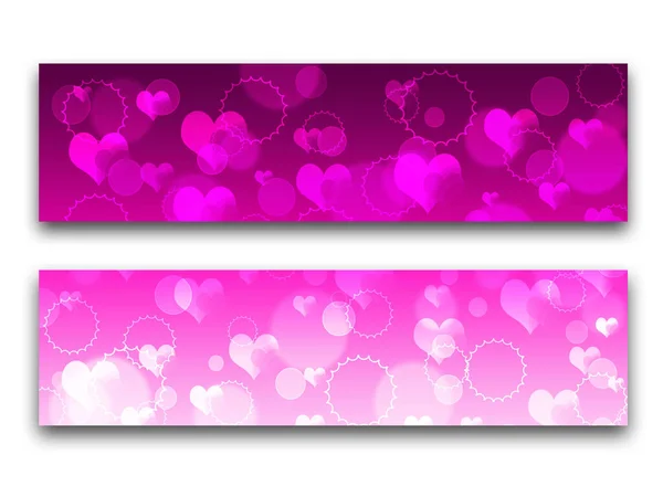 Set Colorful Valentine Banners Hearts Lights — Stock Photo, Image