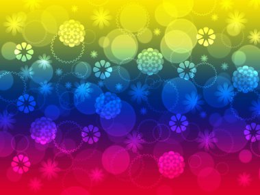 Çemberli mavi ve sarı çiçek pankartları ve bokeh