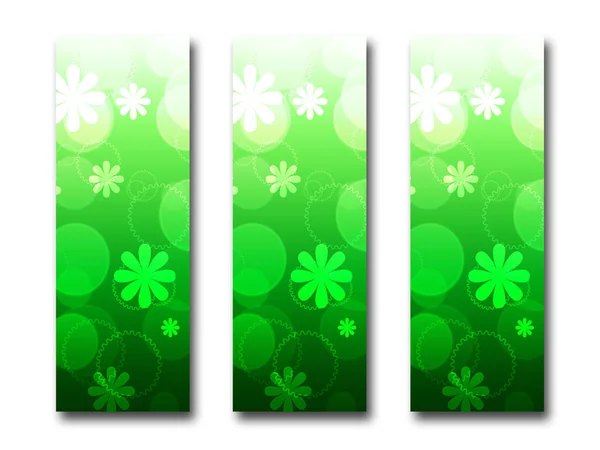 Abstrakti Vihreä Kukka Bannerit Ympyrät Bokeh — kuvapankkivalokuva