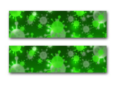 Soyut yeşil şekilli korona virüs pankartları