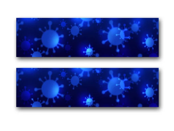 Astratto Blu Forma Corona Banner Virus Con Luci — Foto Stock