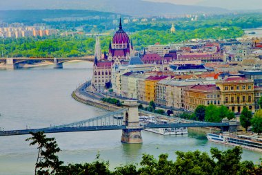  Macaristan, Budapeşte 'de yazın güzel bir şehir manzarası