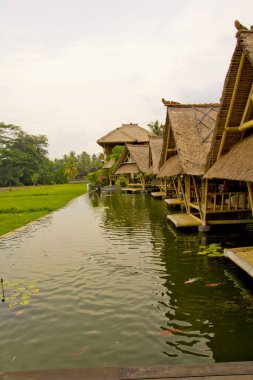  Endonezya 'daki Bali Adası, Ubud' daki geleneksel bali evi