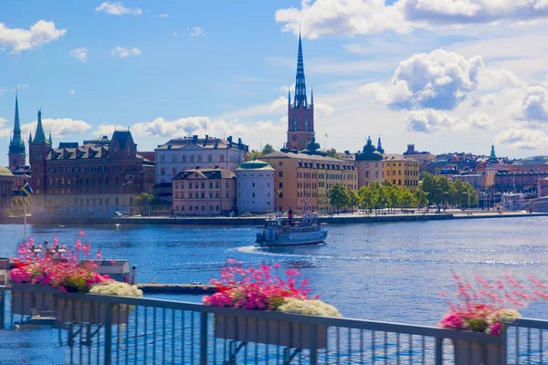 Vue Sur Rivière Dans Ville Stockholm Suède — Photo