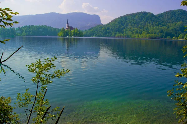 Krásná Scéna Jezeře Krvácela Slovinsku Podzim — Stock fotografie