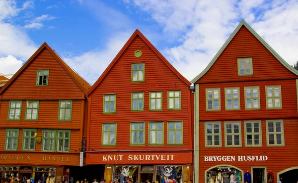 Όμορφα Σπίτια Στην Παλιά Πόλη Στο Μπέργκεν Της Νορβηγίας — Φωτογραφία Αρχείου