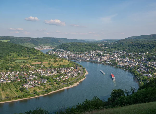 Várias Barcaças Reno Perto Boppard — Fotografia de Stock