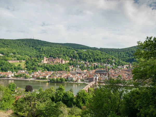 Vista Cidade Castelo Heidelberg Rio Neckar — Fotografia de Stock