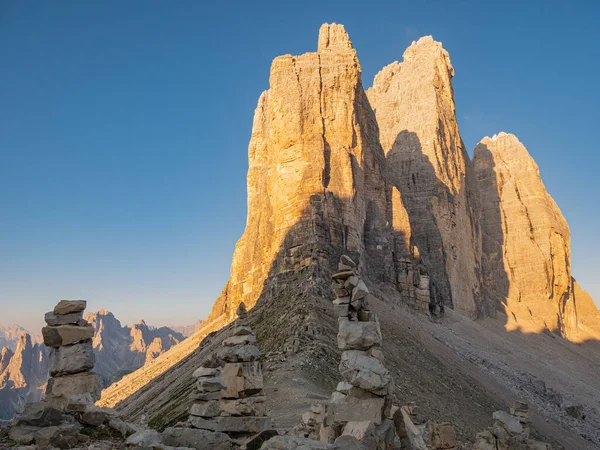 Три Знамениті Вершини Південного Тіролю Світанку — стокове фото