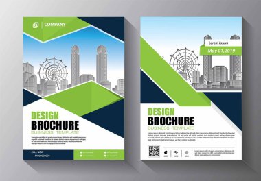 İş soyut vektör şablonu. Broşür tasarımı, modern tasarım, yıllık rapor, poster, renkli üçgenleri olan A4 broşürü, teknoloji, bilim ve ışık arka planlı geometrik şekiller.