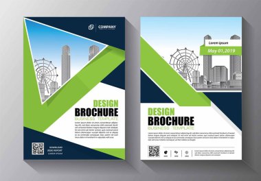 İş soyut vektör şablonu. Broşür tasarımı, modern tasarım, yıllık rapor, poster, renkli üçgenleri olan A4 broşürü, teknoloji, bilim ve ışık arka planlı geometrik şekiller.