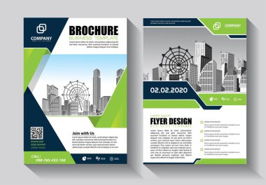 Broşür tasarımı, modern tasarım, yıllık rapor, poster, renkli üçgenleri olan A4 broşürü, teknoloji, bilim ve ışık arka planlı geometrik şekiller.