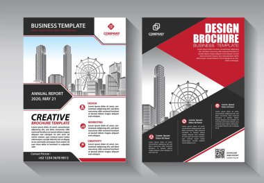 İş soyut vektör şablonu. Broşür tasarımı, modern tasarım, yıllık rapor, poster, renkli üçgenleri olan A4 broşürü, teknoloji, bilim ve ışık arka planlı geometrik şekiller.